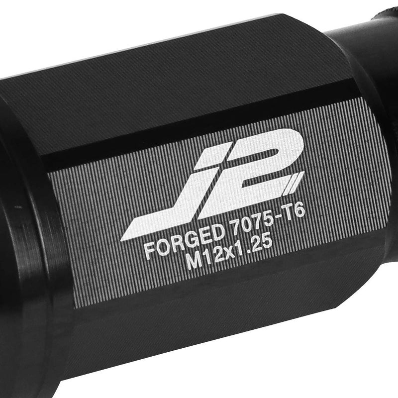 J2 Engineering 20 Pcs 7075 Aluminum Open End M12 x 1.25 Lug Nuts Set w/Socket Adapter, Black, Fit Conical Seat, LN-T7-004-125-BK - Image 3